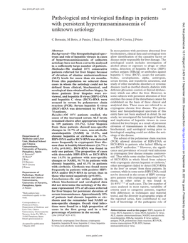 Pathological and Virological Findings in Patients with Persistent