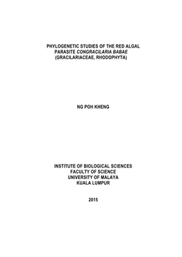 Phylogenetic Studies of the Red Algal Parasite Congracilaria Babae (Gracilariaceae, Rhodophyta)