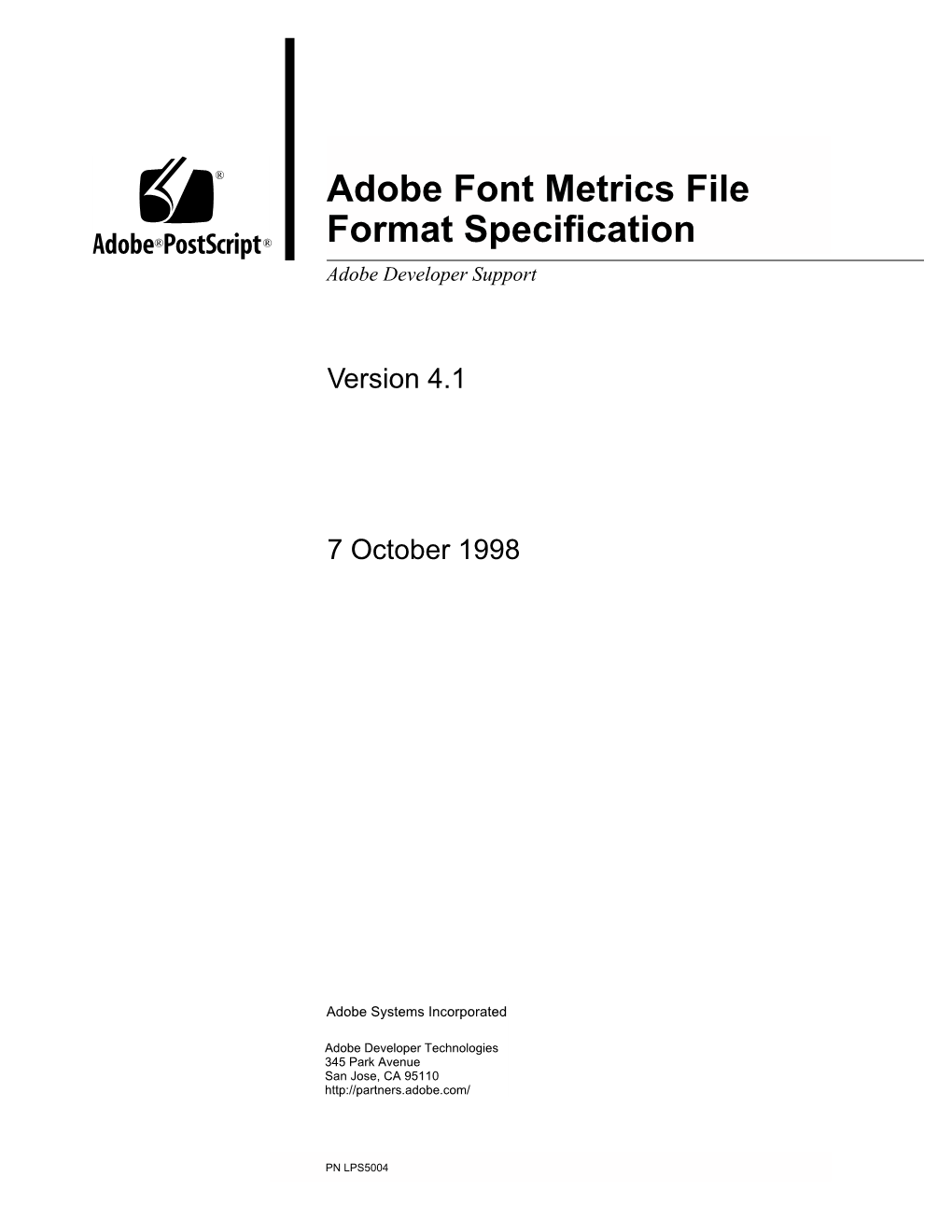 Adobe Font Metrics File Format Specification V4.1