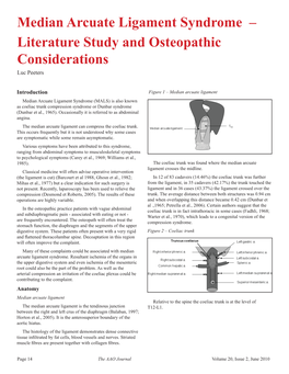 Median Arcuate Ligament Syndrome – Literature Study and Osteopathic Considerations Luc Peeters