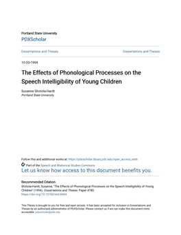 The Effects of Phonological Processes on the Speech Intelligibility of Young Children