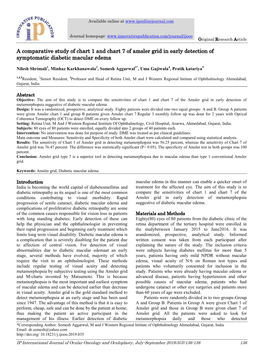 A Comparative Study of Chart 1 and Chart 7 of Amsler Grid in Early Detection of Symptomatic Diabetic Macular Edema