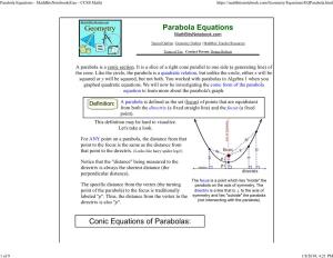 Parabola Equations - Mathbitsnotebook(Geo - CCSS Math)