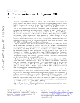 A Conversation with Ingram Olkin 3