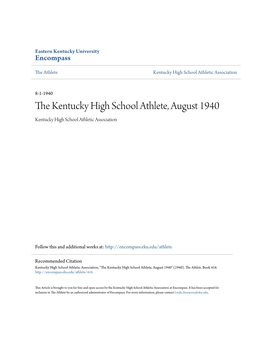 The Kentucky High School Athlete, August 1940 Kentucky High School Athletic Association