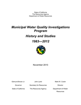 Municipal Water Quality Investigations Program History and Studies 1983—2012
