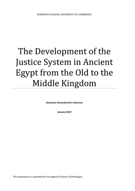 The Development of the Justice System in Ancient Egypt from the Old to the Middle Kingdom