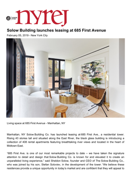 Solow Building Launches Leasing at 685 First Avenue February 05, 2019 - New York City