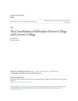 The Consolidation of Milwaukee-Downer College and Lawrence College