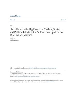 The Medical, Social, and Political Effects of the Yellow Fever Epidemic of 1853 in New Orleans