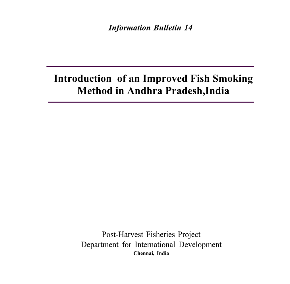Introduction of an Improved Fish Smoking Method in Andhra Pradesh,India