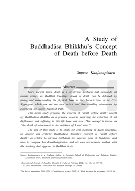 A Study of Buddhadāsa Bhikkhu's Concept of Death Before Death