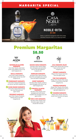 Premium Margaritas $8.50