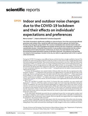 Indoor and Outdoor Noise Changes Due to the COVID-19 Lockdown and Their Effects on Individuals' Expectations and Preferences