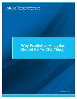 Why Predictive Analytics Should Be “A CPA Thing”