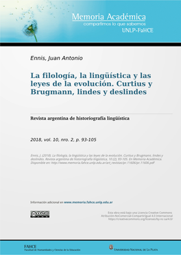 La Filología, La Lingüística Y Las Leyes De La Evolución