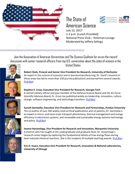 The State of American Science July 12, 2017 1-2 P.M