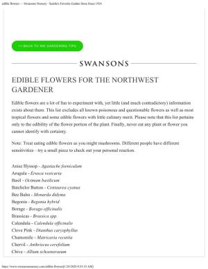 Edible Flowers — Swansons Nursery - Seattle's Favorite Garden Store Since 1924