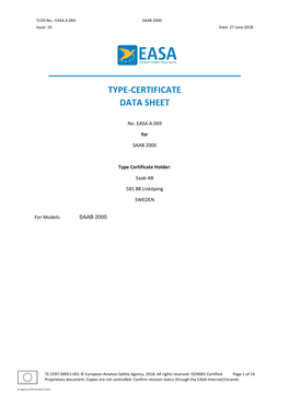 Type-Certificate Data Sheet