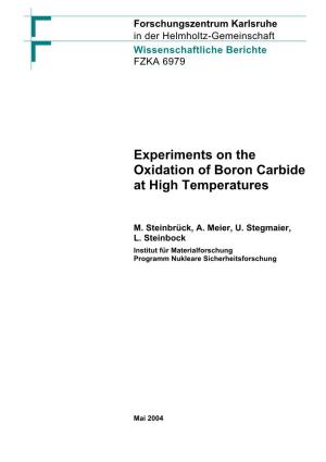 Experiments on the Oxidation of Boron Carbide at High Temperatures