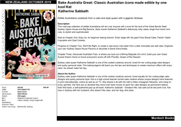 OCTOBER 2019 Bake Australia Great: Classic Australian Icons Made Edible by One Kool Kat Katherine Sabbath