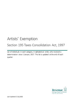 Artists' Exemption