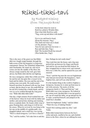 Rikki-Tikki-Tavi by Rudyard Kipling (From the Jungle Book)