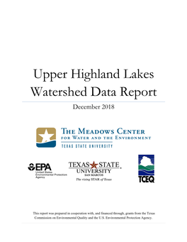 Upper Highland Lakes Watershed Data Report December 2018