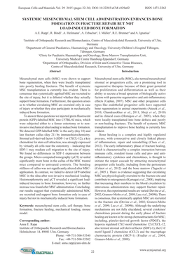 Systemic Mesenchymal Stem Cell Administration Enhances Bone Formation in Fracture Repair but Not Load-Induced Bone Formation A.E