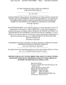 United Keetoowah Band Motion for Leave and Amicus Brief