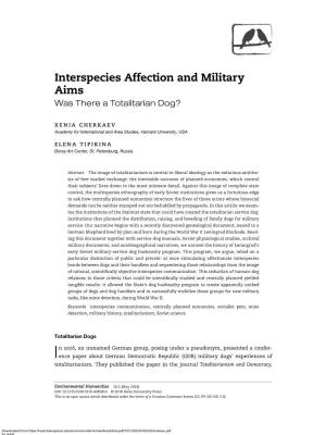 Interspecies Affection and Military Aims Was There a Totalitarian Dog?