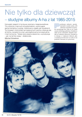 Nie Tylko Dla Dziewcząt – Studyjne Albumy A-Ha Z Lat 1985-2015
