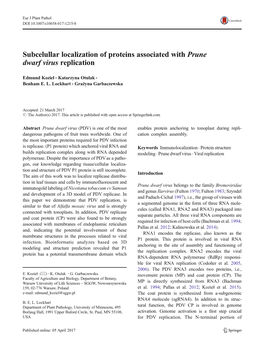 Subcelullar Localization of Proteins Associated with Prune Dwarf Virus Replication