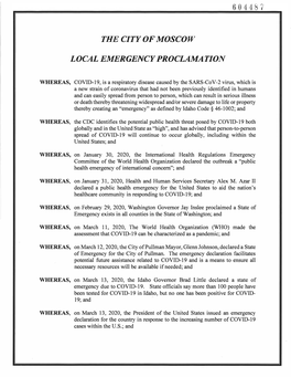 Local Disaster Emergency Declaration COVID-19