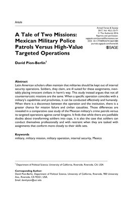 Mexican Military Police Patrols Versus High-Value Targeted Operations