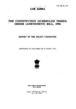 Scheduled Tribes) Order (Amendment) Bill, 1996