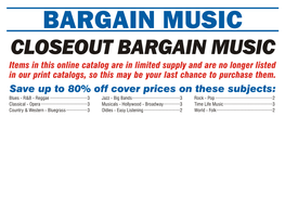 Closeout Bargain Music