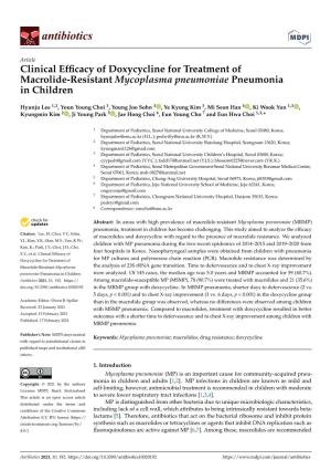 Clinical Efficacy of Doxycycline for Treatment of Macrolide-Resistant