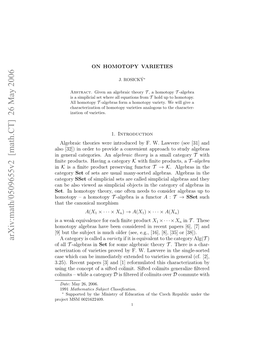 Arxiv:Math/0509655V2 [Math.CT] 26 May 2006 Nt Rdcs Aigacategory a Having Products