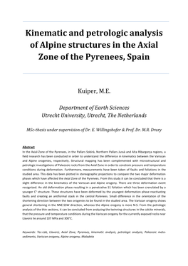Kinematic and Petrologic Analysis of Alpine Structures in the Axial Zone of the Pyrenees, Spain