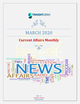 MARCH 2020 Current Affairs Monthly