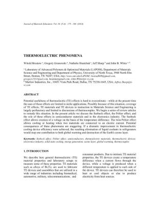 Thermoelectric Phenomena