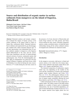 Source and Distribution of Organic Matter in Surface Sediments from Mangroves on the Island of Itaparica, Bahia/Brazil