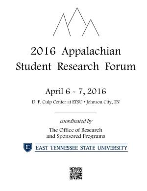 2016 Appalachian Student Research Forum Page 1