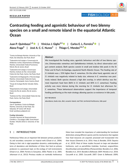 Contrasting Feeding and Agonistic Behaviour of Two Blenny Species on a Small and Remote Island in the Equatorial Atlantic Ocean