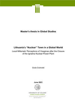 Master's Thesis in Global Studies Lithuania's “Nuclear”