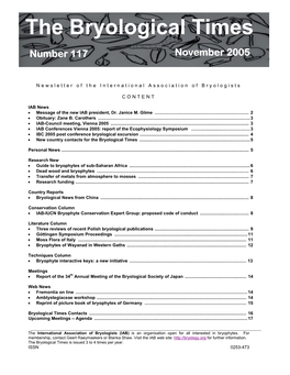 The Bryological Times Number 117 November 2005