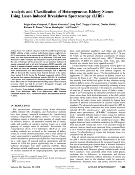 Analysis and Classification of Heterogeneous Kidney Stones Using Laser-Induced Breakdown Spectroscopy (LIBS)