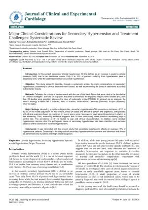 Major Clinical Considerations for Secondary Hypertension And