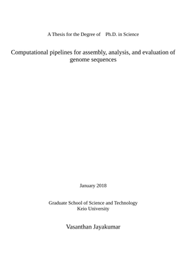 Computational Pipelines for Assembly, Analysis, and Evaluation of Genome Sequences